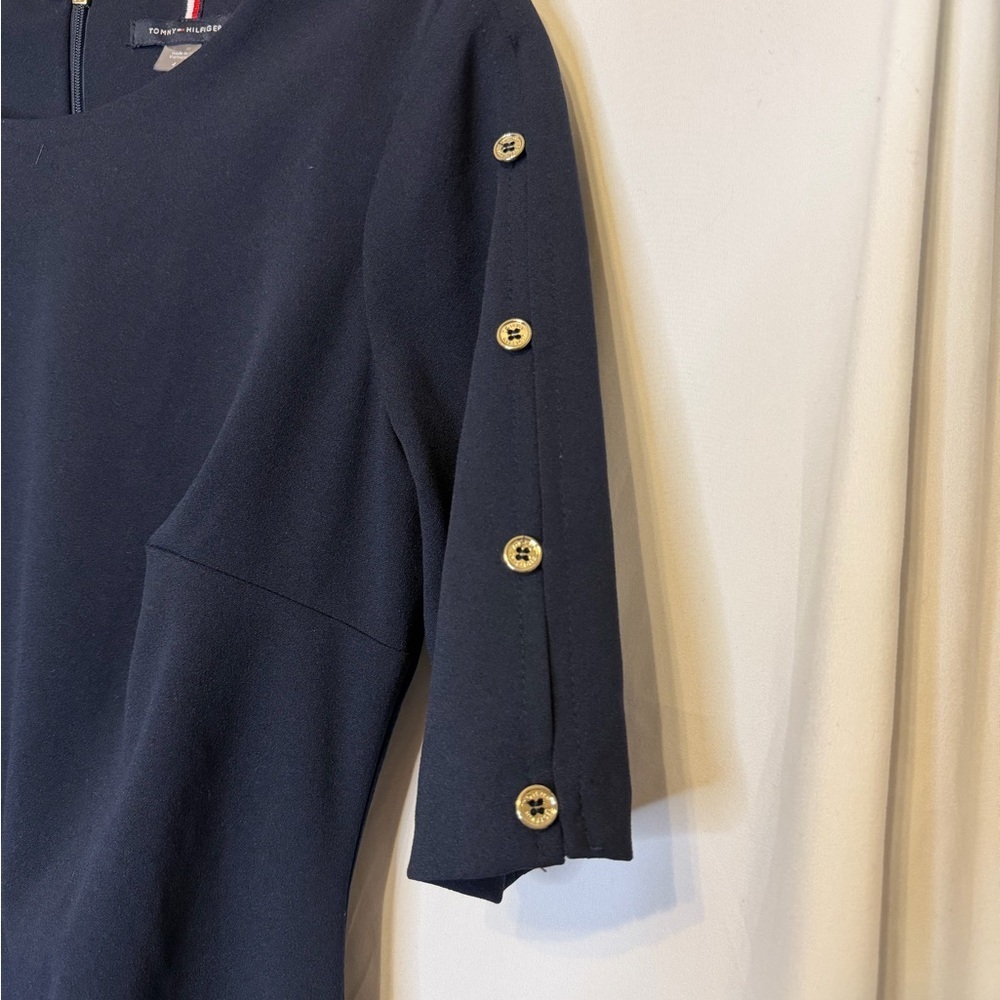 Tommy Hilfiger Midi Dress with Gold Buttons - Picture 3 of 5